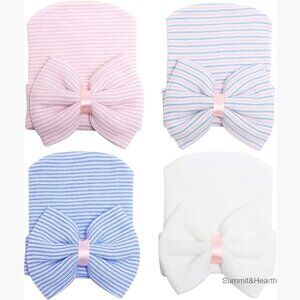 Newborn Hospital Hat Set 4 Pack Soft Cotton Beanie Infant Cap 0-3 Months